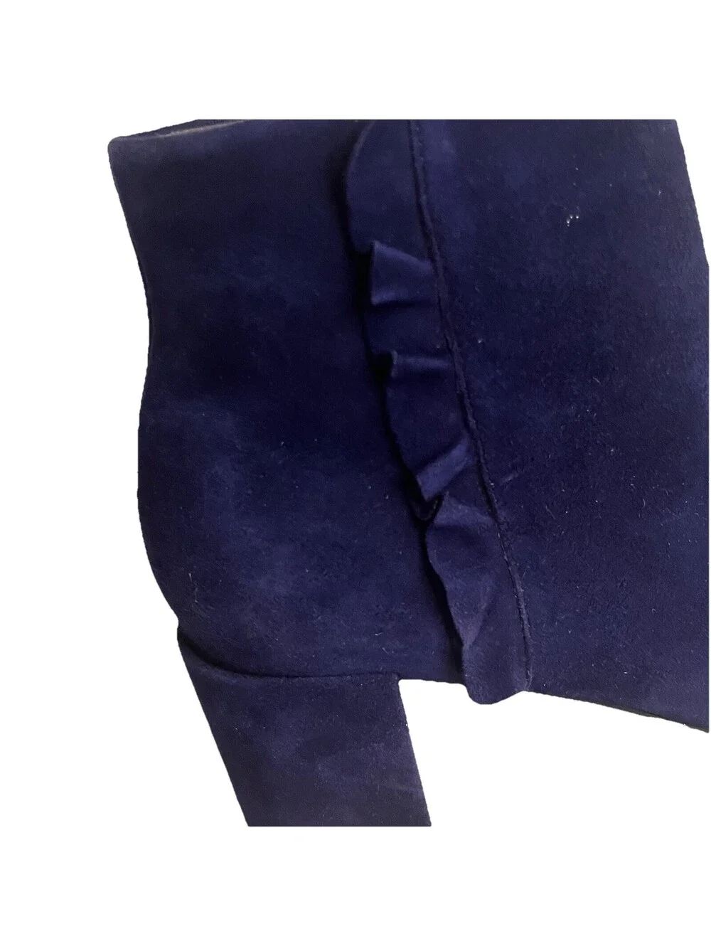 Rockport Total Motion Womens 7 Blue/Black Suede Bootie Boot Block Heel Ruffle